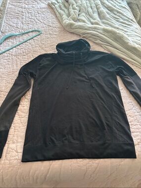 Women’s Black Pullover Sweater with Funnel Neck